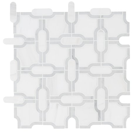 MSI Bianco Gridwork SAMPLE Polished Marble Mesh-Mounted Mosaic Tile ZOR-MD-0511-SAM